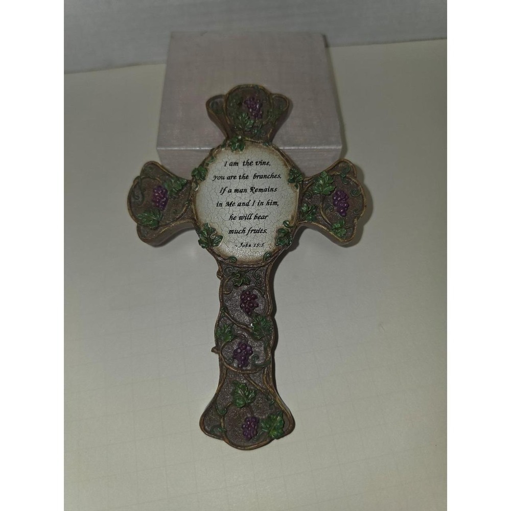 Cross John 15:5 Vintage‎ decorative floral I am the Vine